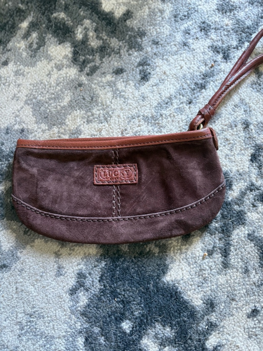 Lucky Brand Brown Suede Wristlet Clutch